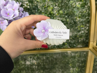 50 Adet - Ortanca Çiçekli İstiridye Mum