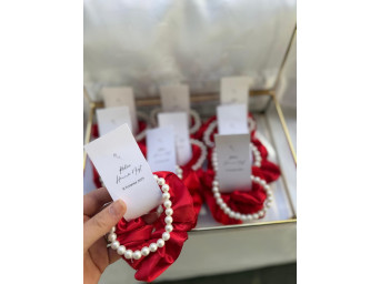 50 Adet - Kına Hediyeliği - Saten Saç Tokası İncili