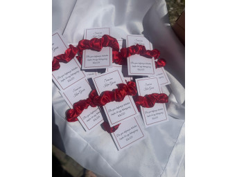 50 Adet - Kına Hediyeliği - Kartlı Saten Saç Tokası